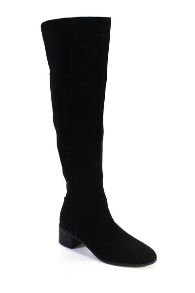 Corso Como Women's Round Toe Block Heels Suede Knee High Boot Black Size 9.5