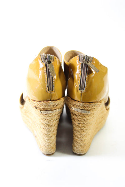 Jimmy Choo Women's Open Toe Zip Closure Espadrille Wedge Sandals Beige Size 7