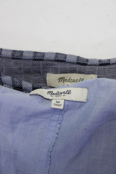Madewell Womens Cotton Short Sleeve Gingham Print Blouse Blue Size M Lot 2