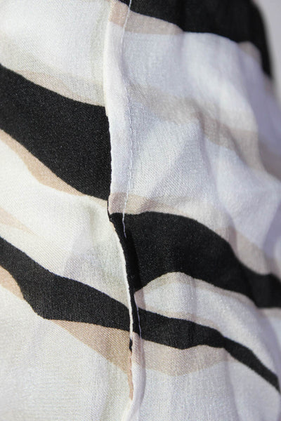 Louis Vuitton Womens Silk Satin Striped Long Sleeve Blouse Top White Size 40