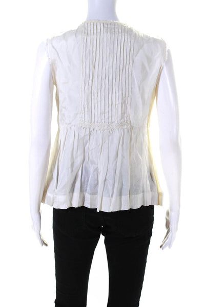 Etoile Isabel Marant Womens Satin V-Neck Sleeveless Blouse Top White Size 2