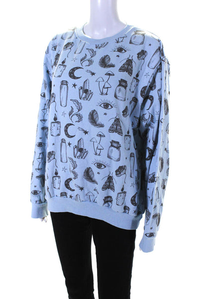 Delusions Of Grandeur Womens Long Sleeve Abstract Print Crewneck Sweater Large