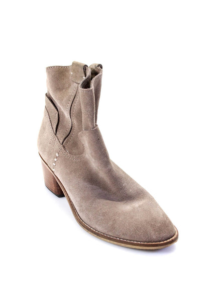 Dolce Vita Womens Suede Round Toe Pull On Ankle Boots Taupe Size 8.5