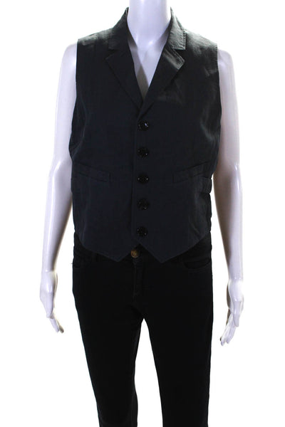 Alex Mill Womens Twill Button Up Waistcoat Vest Gray Linen Size Large