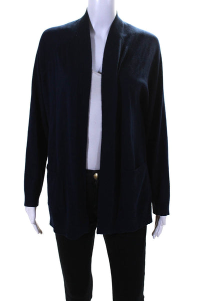 Gerard Darel Womens Thin Knit Open Front Cardigan Sweater Navy Silk Size 3