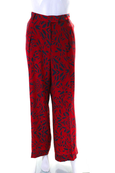 Rachel Roy Womens Abstract High Waist Wide Leg Pants Red Blue Size 14