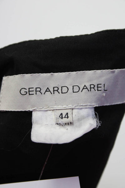 Gerard Darel Womens Crew Neck Henley Sleeveless Poplin Shift Dress Black FR 44