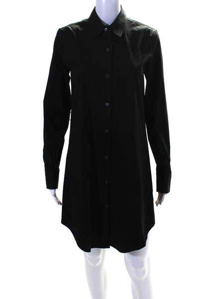 Theory Womens Black Cotton Collar Button Down Long Sleeve Shirt Dress Size S