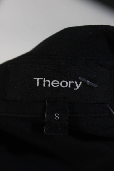 Theory Womens Black Cotton Collar Button Down Long Sleeve Shirt Dress Size S
