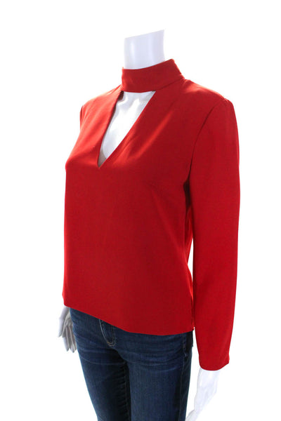 Intermix Womens Long Sleeve Draped Keyhole Blouse Red Size Petite