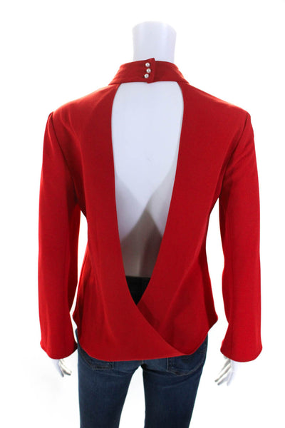 Intermix Womens Long Sleeve Draped Keyhole Blouse Red Size Petite