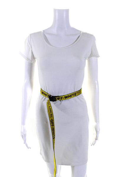 Off White Unisex Medium Width Logo Strap Belt Yellow Black One Size