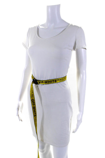 Off White Unisex Medium Width Logo Strap Belt Yellow Black One Size