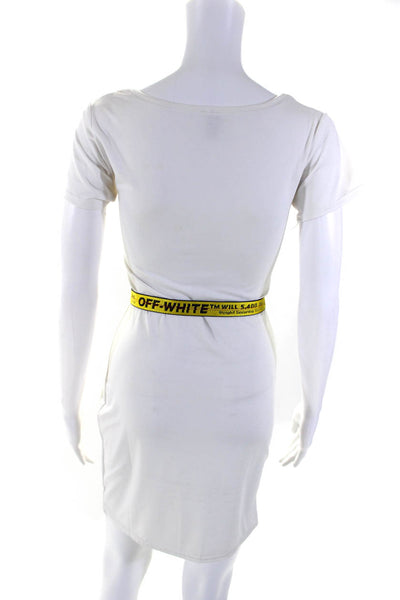 Off White Unisex Medium Width Logo Strap Belt Yellow Black One Size