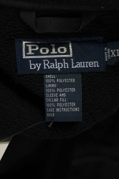 Polo Ralph Lauren Mens Front Zip Mock Neck Quilted Light Jacket Black Size XL