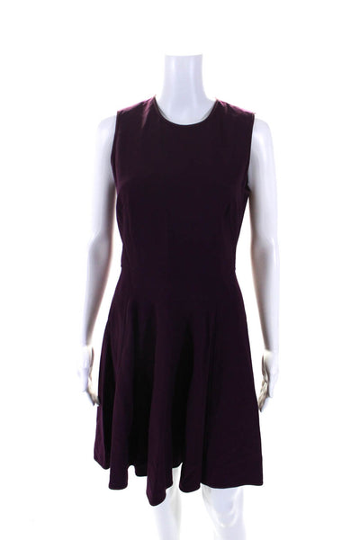 Rebecca Taylor Women Round Neck Sleeveless Fit + Flare Dress Purple Size 4
