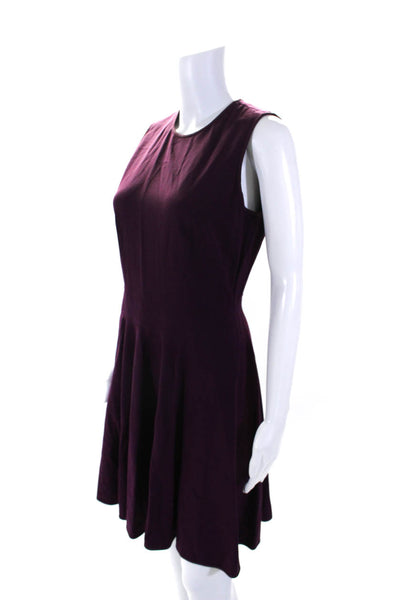 Rebecca Taylor Women Round Neck Sleeveless Fit + Flare Dress Purple Size 4