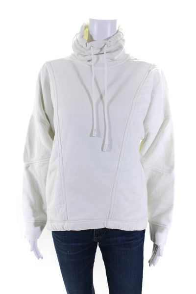 Vince Womens Cotton Drawstring Collar 1 Pocket Pullover Sweatshirt White Size S