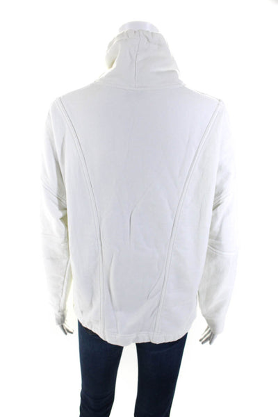 Vince Womens Cotton Drawstring Collar 1 Pocket Pullover Sweatshirt White Size S