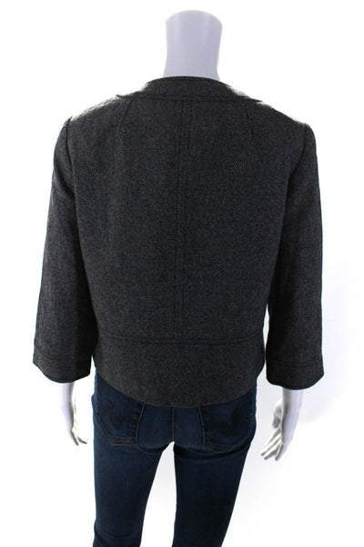 Michael Michael Kors Womens 3/4 Sleeve Crew Neck Knit Jacket Gray Wool Small