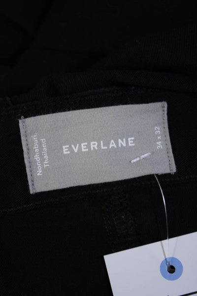 Everlane Mens Cotton Mid Rise Zip Up Straight Leg Pants Chinos Black Size 34/32