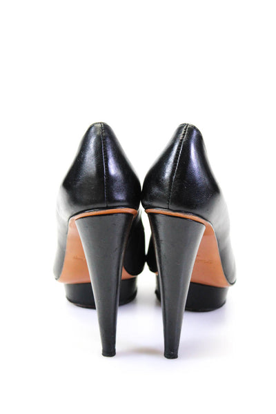 Elizabeth and James Womens Black Leather Platform Heels Pumps Shoes Size 7.5B