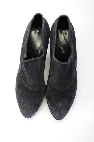 Aquatalia Womens Dark Gray Suede Slip On Block High Heels Shoes Size 7/8