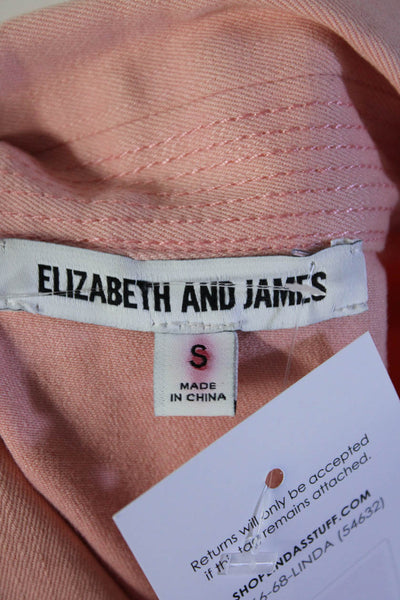 Elizabeth and James Womens Orange Collar Button Down Denim Jacket Size S
