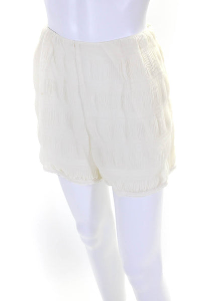 Hotel Particulier Womens White Pleated High Rise Side Zip Mini Shorts Size S/4