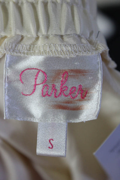 Parker Womens Cream Embellished Detail Drawstring Taper Leg Pants Size S