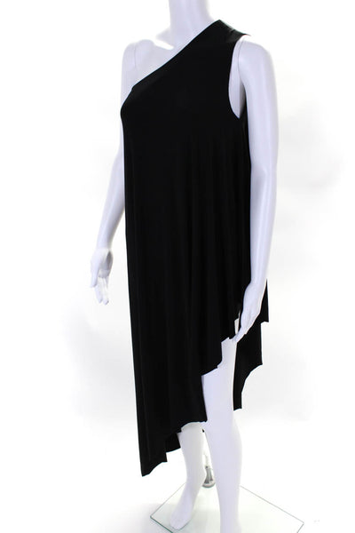 Norma Kamali Womens Black One Shoulder Sleeveless A-Line Dress Size XS