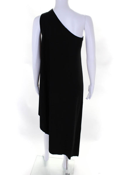Norma Kamali Womens Black One Shoulder Sleeveless A-Line Dress Size XS