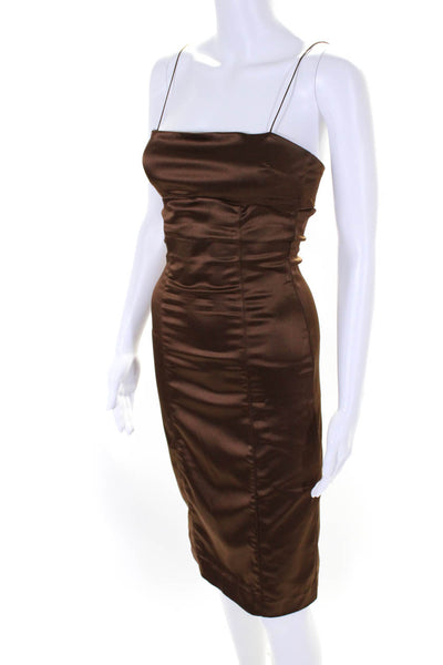 Bec & Bridge Womens Brown Open Back Sleeveless Mini Cocktail Dress Size 4