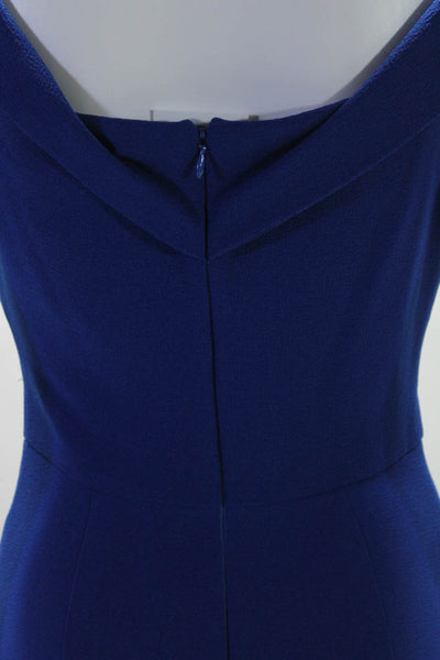 Eva by Eva Franco Womens Square Neck Back Zip Mid Length Dress Blue Size 0