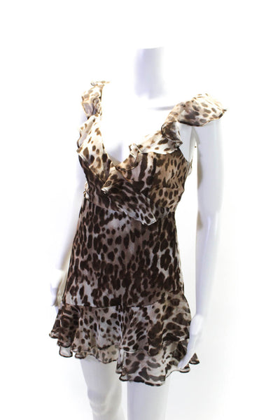 Majorelle Womens Animal Print Sleeveless Back Zip Dress Beige Brown Size XS