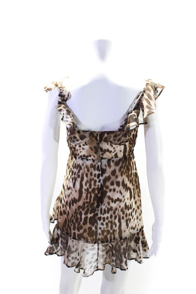 Majorelle Womens Animal Print Sleeveless Back Zip Dress Beige Brown Size XS