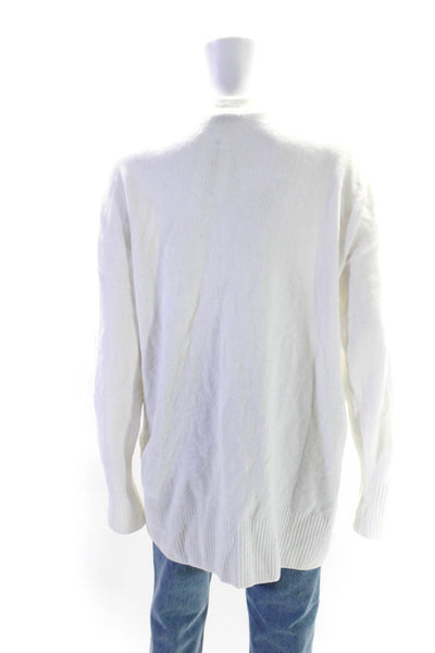 Eileen Fisher Womens Long V Neck Chenille Cardigan Sweater White Size Medium