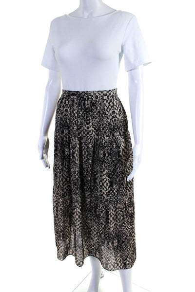 Haute Hippie Women's Zip Closure Lined Flare Maxi Skirt Black Brown Size 8