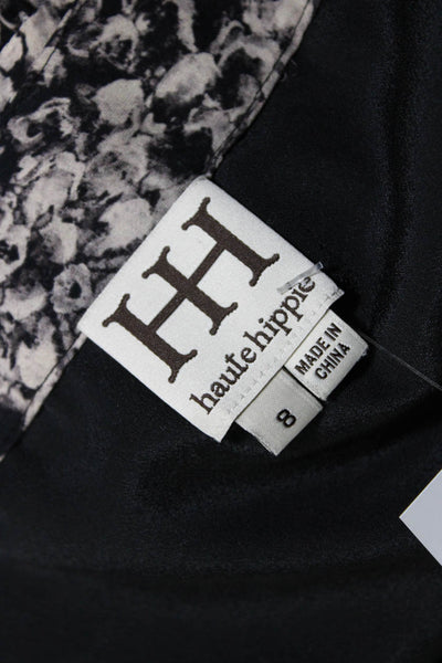 Haute Hippie Women's Zip Closure Lined Flare Maxi Skirt Black Brown Size 8