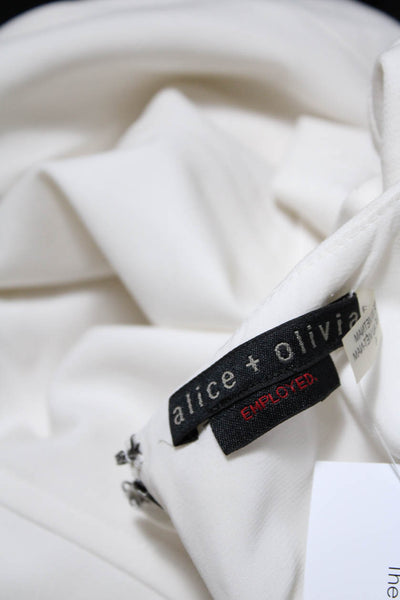 Alice + Olivia Womens Crepe Crew Neck Long Sleeve Shift Mini Dress White Size 6