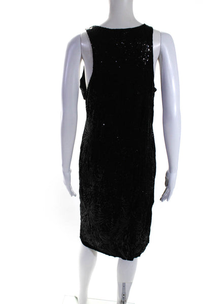 Velvet Womens Jersey Knit Sequined Scoop Neck Tank Dress Black Size XL