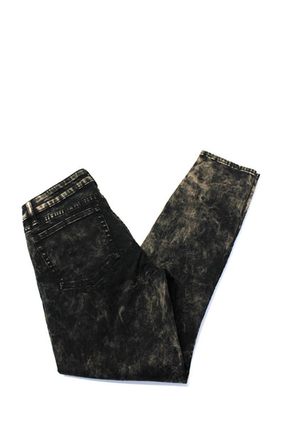 The Kooples Womens Cotton Acid Wash Marbled Short Fit Skinny Jeans Black Size 28