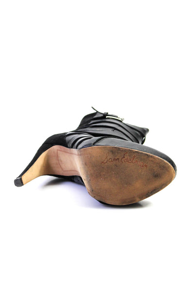 Sam Edelman Womens Leather Suede Strappy Platform Booties Black Size 9.5