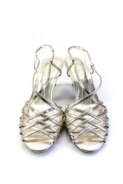 Lauren Ralph Lauren Womens Metallic Strappy Slingback Sandals Silver Size 9B