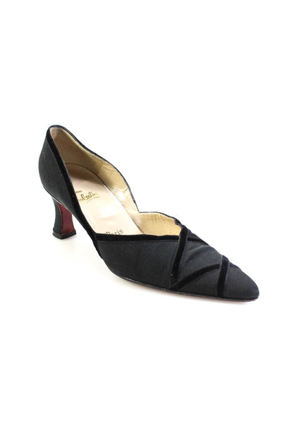 Christian Louboutin Womens Fabric Velvet Trim High Heels Pumps Black Size 38 8