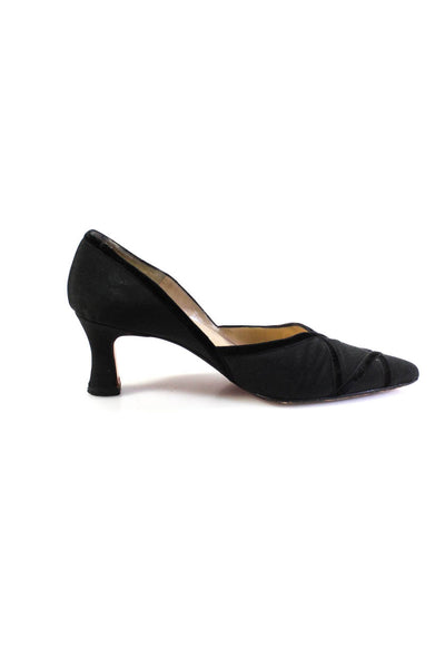 Christian Louboutin Womens Fabric Velvet Trim High Heels Pumps Black Size 38 8