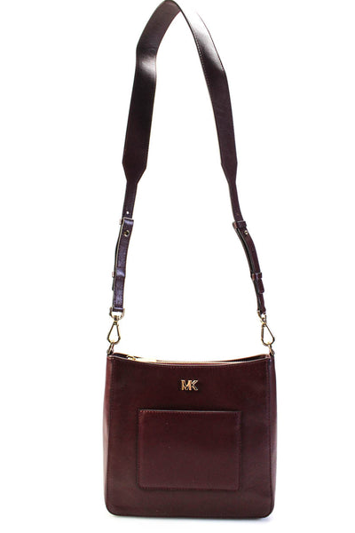 Michael Kors Womens Leather Zip Top Rectangular Crossbody Bag Red Handbag