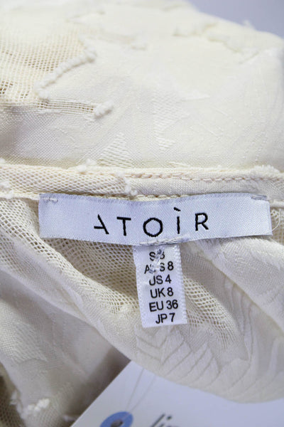 Atoir Womens Long Sleeve Crew Neck Open Knit Shift Dress White Size 4