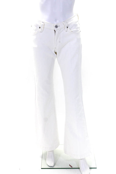 James Jeans Womens Zipper Fly High Rise Flare Leg Jeans White Denim Size 26
