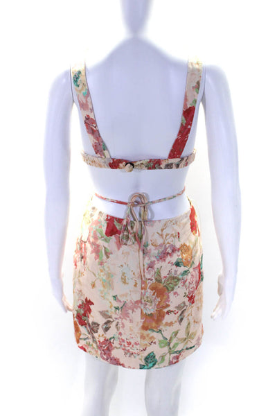 Significant Other Womens Side Zip Cut Out Square Neck Floral Dress White Size 4